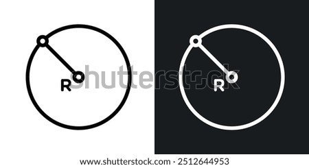 Radius outlined icon vector collection.