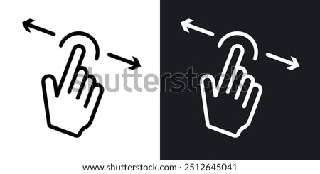 Push to slide right and left gesture outlined icon vector collection.