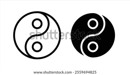 Yin yang Icon collection in filled and stroke style.