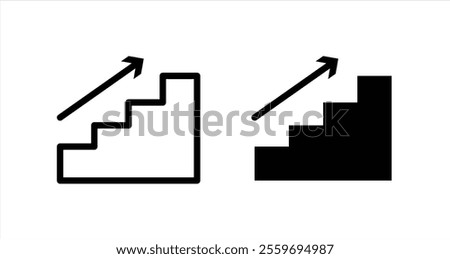 Stairs Icon collection in filled and stroke style.