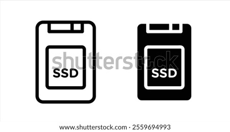 SSD drive Icon collection in filled and stroke style.