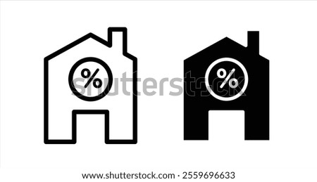 Mortgage rate Icon collection in filled and stroke style.