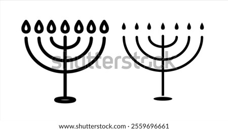 Menorah Icon collection in filled and stroke style.