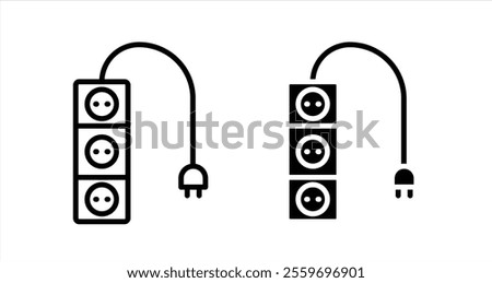 Electric extension cord Icon collection in filled and stroke style.