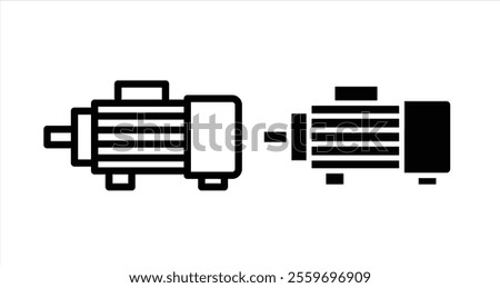 Electric motor Icon collection in filled and stroke style.