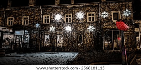 Similar – Image, Stock Photo Heart shape illuminated windows of a building as a gesture for people who support others like now in hard corona virus times symbolically.