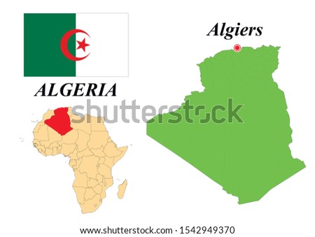 People's Democratic Republic Of Algeria. Contour map. Vector graphics.