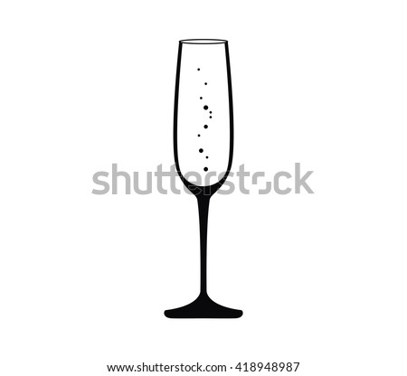 Champagne glass vector. Champagne glass icon. Champagne icon.  Wine glass. Sparkling wine vector illustration. 