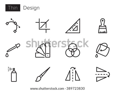 Design Vector icons set Thin line outline