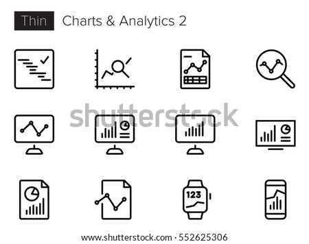 Charts and Analytics Line Vector icons set 2