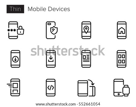 Mobile Devices Line Vector icons set