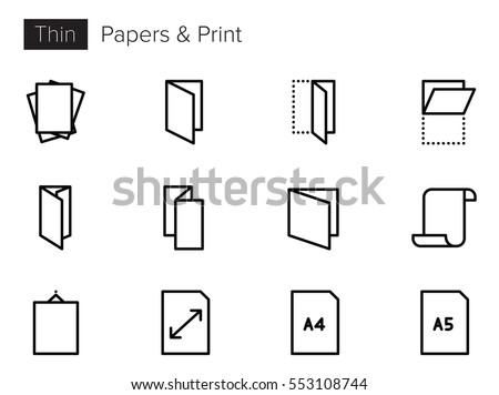 Paper and Print Line Vector icons set