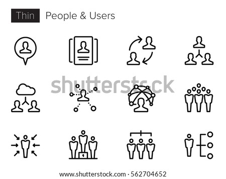 Users, Avatars, People Thin line Vector Icons set