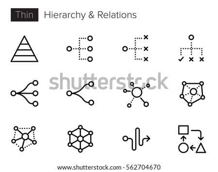 Hierarchy, Relations, Process Thin line Vector Icons set