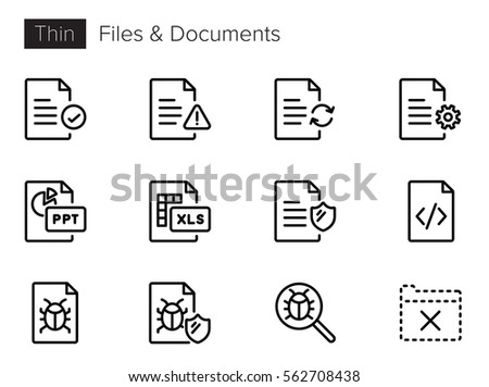 Files & Documents Thin line Vector Icons set