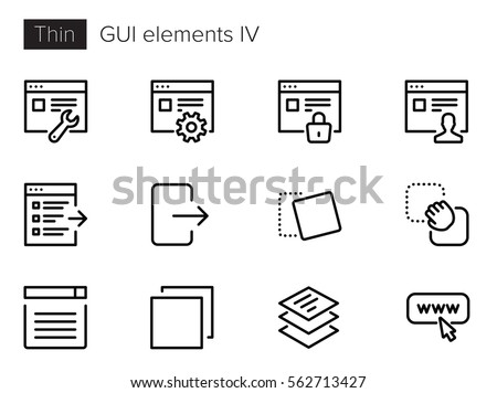 GUI Elements for Applications Thin line Vector Icons set
