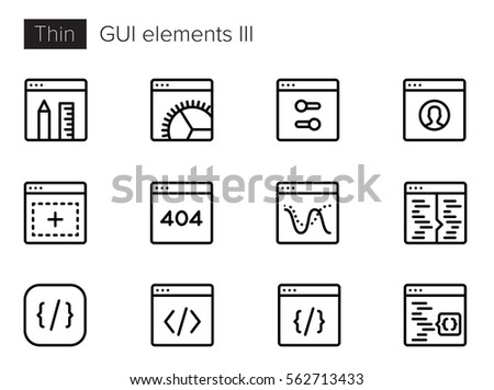 GUI Elements for Applications Thin line Vector Icons set