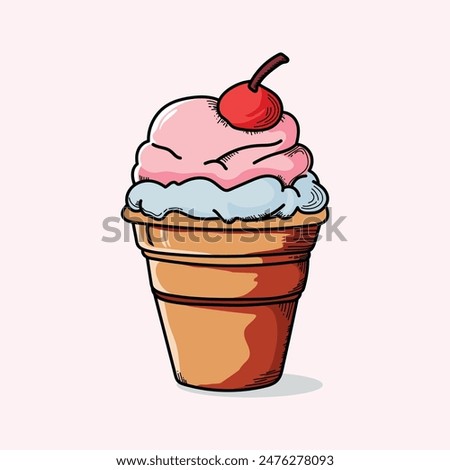 Hand draw cup Ice Cream vector Illustration