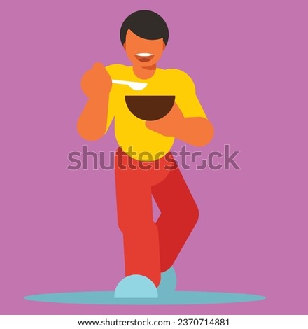 man eating soup publicdomainvectors.orgvector design illustration