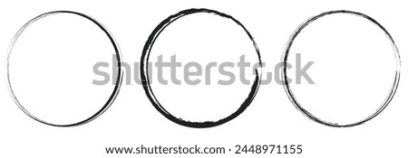 vector brush strokes circles of paint on white background. Ink hand drawn paint brush circle. Logo, label design element vector illustration. Black abstract circle. 
