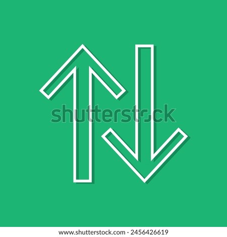  Up and Down arrow line icon in white colors. Up and Down arrow. flat vector icon from down right arrow collection for web, mobile apps and ui
