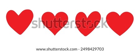  Heart, love, romance or valentine's day red heart. Heart vector icons. Artistic red heart love symbols isolated editable vector.