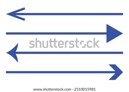 Horizontal dual sided long straight arrow signs. Black, red, stock pointer, direction, position symbol and double arrow icon isolated on white background. Vector graphic illustration.