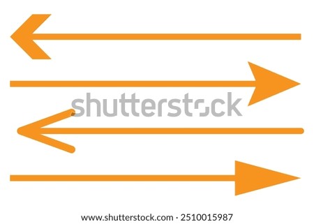 Horizontal dual sided long straight arrow signs. Black, red, stock pointer, direction, position symbol and double arrow icon isolated on white background. Vector graphic illustration.