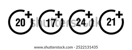 Age ratings icon set in trendy flat style. Age restriction symbol for your web site design, logo, app, UI Vector EPS 10.	