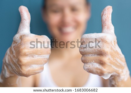 Similar – Image, Stock Photo Happy women with soap bubbles in nature