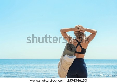 Similar – Image, Stock Photo Woman contemplating sea views