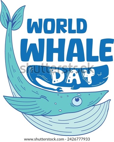 World Whale Day Illustration Logo.