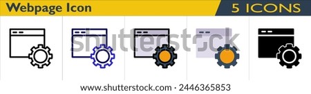Webpage icon with 5 styles (outline, color outline, color lineal, color and solid)