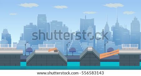 city game background, 2d game application. Vector Illustration for your application