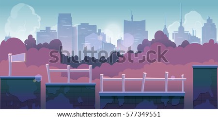 city game background, 2d game application. Vector Illustration for your application