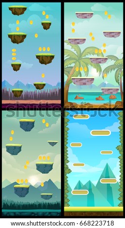 Game background, vertical tileable wallpaper for level game .vector illustration for your design