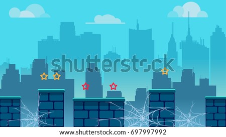 city game background, with different platforms and separated layers for games.Vector illustration for your design. size.