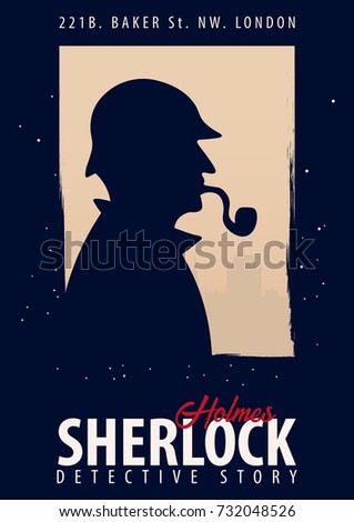 Sherlock Holmes poster. Detective illustration.