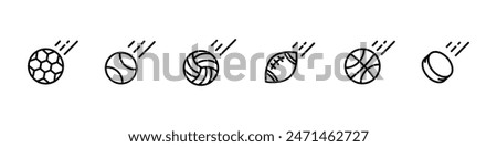 Sport balls set. Ball icons. Balls for Football, Soccer, Basketball, Tennis, Hockey, Volleyball. Vector illustration. Vector Graphic. EPS 10