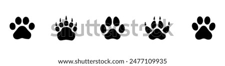 Paw Icon. Paws Icons. Dog, bear and cat paw prints collection. Vector Illustration. Vector Graphic. EPS 10