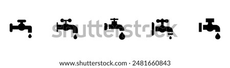 Faucet icons set. Water tap collection. Bathroom faucet symbol flat. Vector Illustration. Vector Graphic. EPS 10