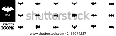 Bat icon set. Bats silhouette. Creeppy bats silhouette set. Vector Illustration. Vector Graphic. EPS 10