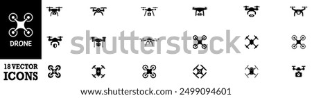 Drone, Quadrocopter icon set. Technology devices set. Drone silhouette icon. Vector Illustration. Vector Graphic. EPS 10