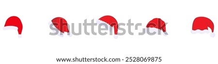 Christmas hat. Christmas hat set. Christmas decoration. Santa hat. Vector Illustration. EPS 10