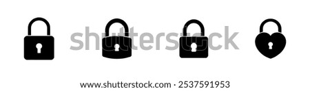 Lock icons set. Padlock symbol collection. Security symbol. Lock open and lock closed icon. Vector Illustration. EPS 10