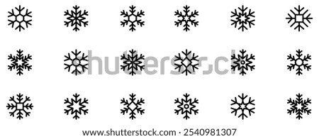 Snowflakes icon set. Snow sign. Snowflakes template. Snowflake winter. Snowflakes icons. Winter icon. Snowflake collection. Vector Illustration. Vector Graphic. EPS 10