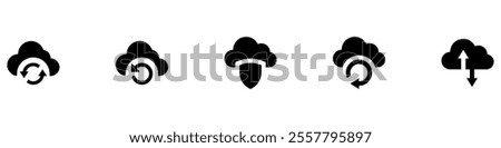 Cloud download and upload icon. Download and upload cloud computing outline and filled vector sign. Cloud vector illustration. EPS 10