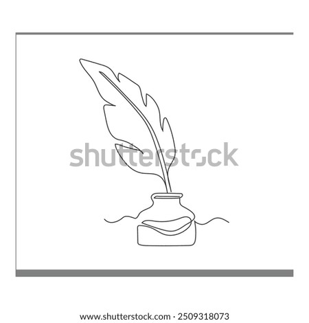 Black and white cartoon quill pen for kids This is a vector illustration for preschool and home training for parents and teachers.