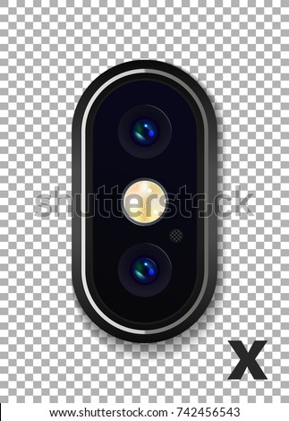 High Detailed Realistic Dual Camera on the Smartphone on a transparent background. Vector 