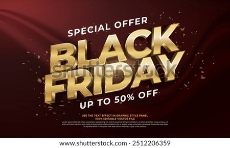 Vector 3d text effect black friday with luxury background